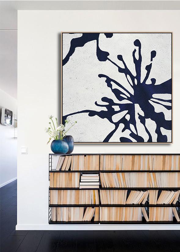 Navy Blue Minimalist Painting #NV284A - Click Image to Close